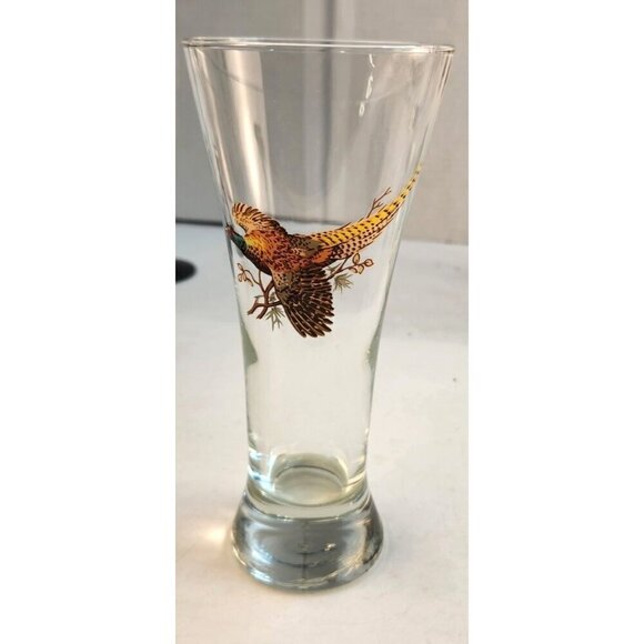 One Vintage Pheasant Design Glass Pilsner Beer Glasses - Picture 3 of 7